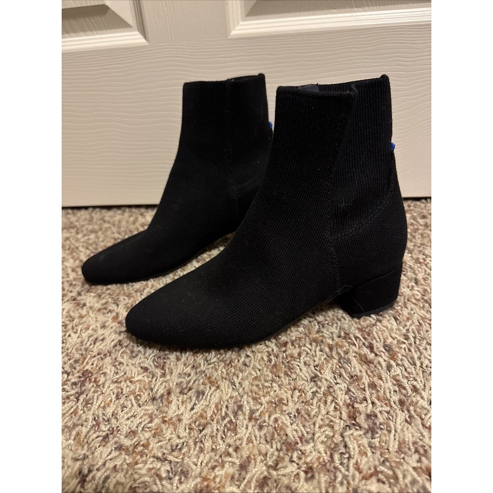 Rothy's The Classic Boot In Black, Heeled Ankle Boot Woman's 5.5